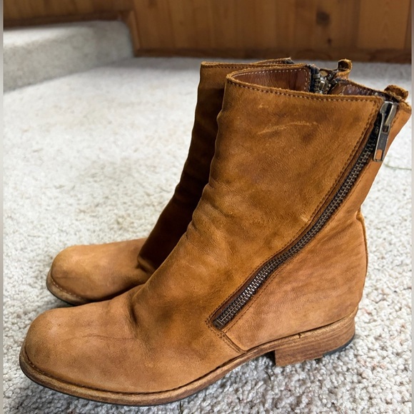 SHOTO rough hewn double zip in cuoio - Picture 4 of 7